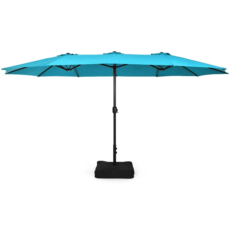 15 FT Double-Sided Twin Patio Umbrella with Umbrella Base for Backyard