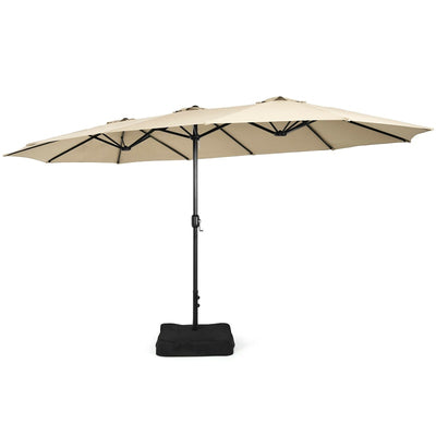 15 FT Double-Sided Twin Patio Umbrella with Umbrella Base for Backyard