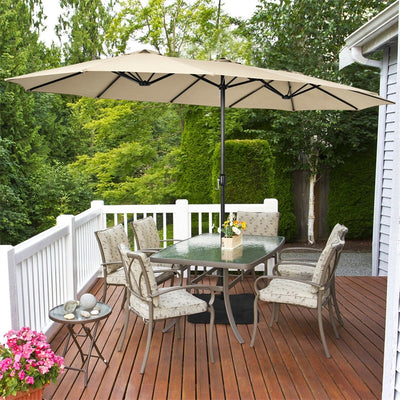 15 FT Double-Sided Twin Patio Umbrella with Umbrella Base for Backyard