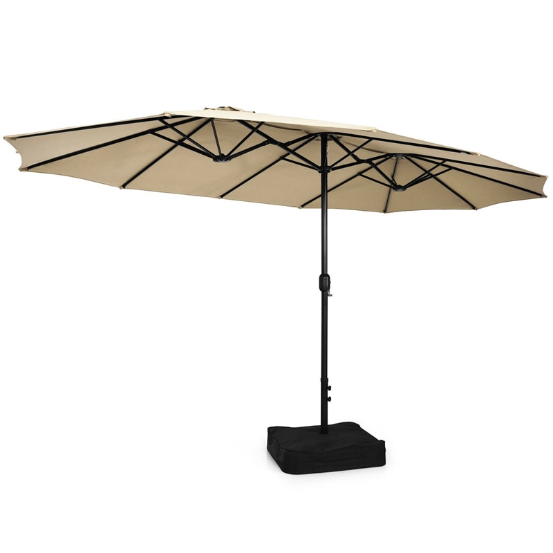 15 FT Double-Sided Twin Patio Umbrella with Umbrella Base for Backyard