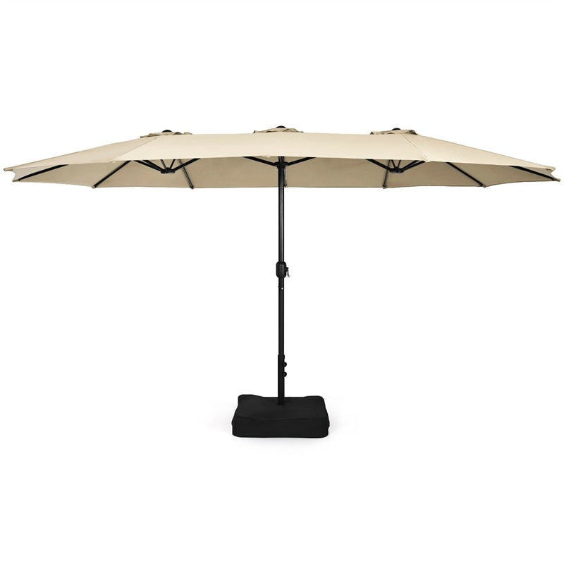 15 FT Double-Sided Twin Patio Umbrella with Umbrella Base for Backyard