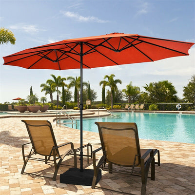 15 FT Double-Sided Twin Patio Umbrella with Umbrella Base for Backyard