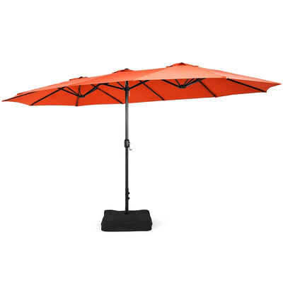 15 FT Double-Sided Twin Patio Umbrella with Umbrella Base for Backyard