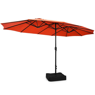 15 FT Double-Sided Twin Patio Umbrella with Umbrella Base for Backyard