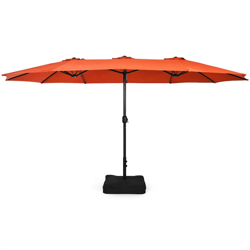 15 FT Double-Sided Twin Patio Umbrella with Umbrella Base for Backyard