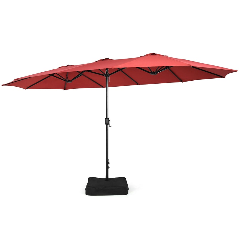 15 FT Double-Sided Twin Patio Umbrella with Umbrella Base for Backyard