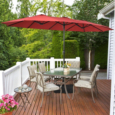 15 FT Double-Sided Twin Patio Umbrella with Umbrella Base for Backyard