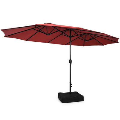 15 FT Double-Sided Twin Patio Umbrella with Umbrella Base for Backyard