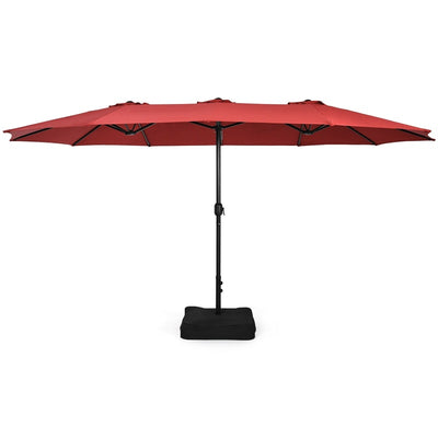 15 FT Double-Sided Twin Patio Umbrella with Umbrella Base for Backyard