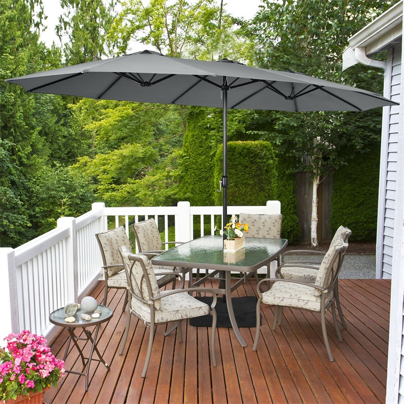 15 FT Double-Sided Twin Patio Umbrella with Umbrella Base for Backyard