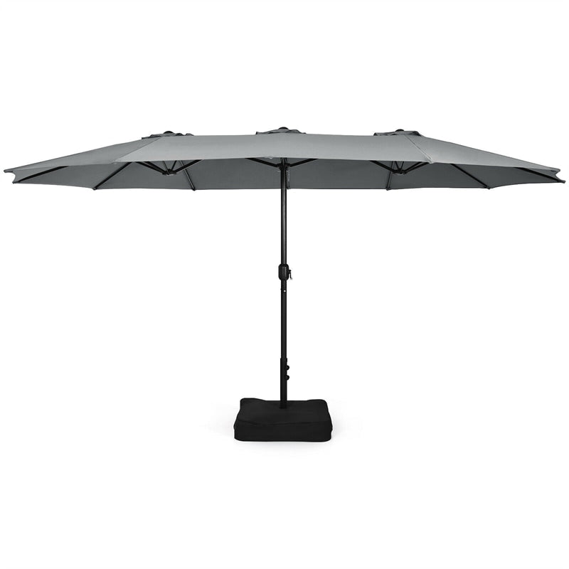 15 FT Double-Sided Twin Patio Umbrella with Umbrella Base for Backyard