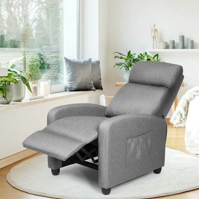 Single Recliner Chair Wingback Chair Home Theater Seating with Massage Function and Side Pocket