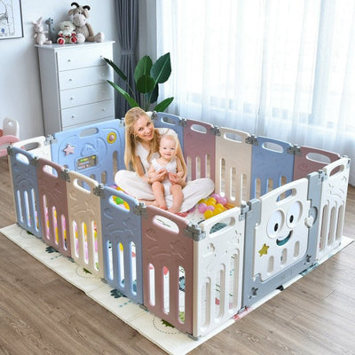 16-Panel Foldable Baby Playpen Kids Activity Center