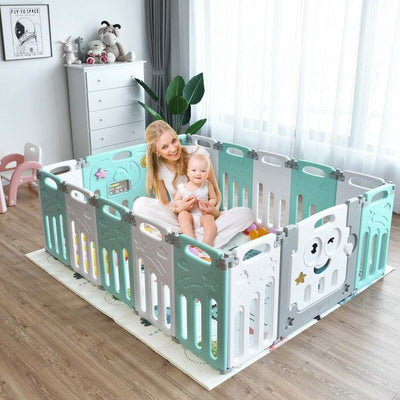 16-Panel Foldable Baby Playpen Kids Activity Center