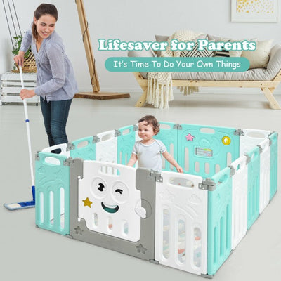 16-Panel Foldable Baby Playpen Kids Activity Center