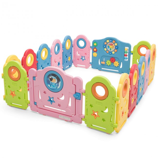 16-Panel Foldable Baby Playpen Kids Activity Center