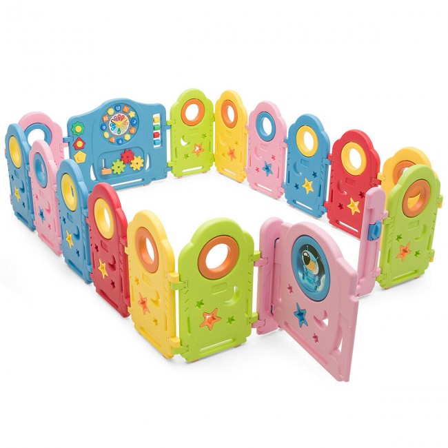 16-Panel Foldable Baby Playpen Kids Activity Center