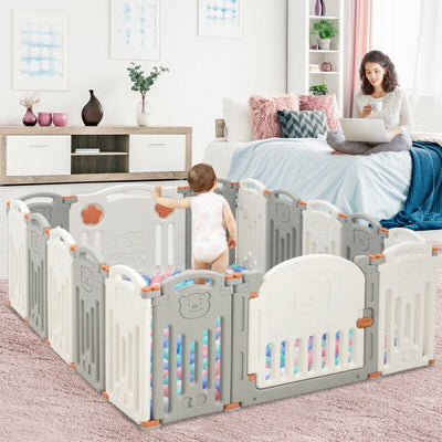 16-Panel Foldable Baby Playpen Kids Safety Activity Center