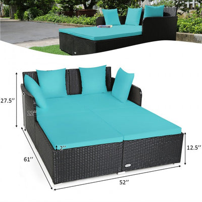 Outdoor Patio Rattan Daybed Wicker Sofa Furniture Set with Cushion