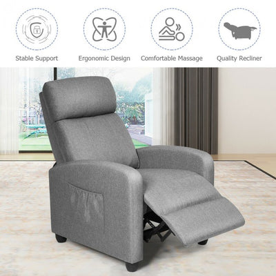 Single Recliner Chair Wingback Chair Home Theater Seating with Massage Function and Side Pocket