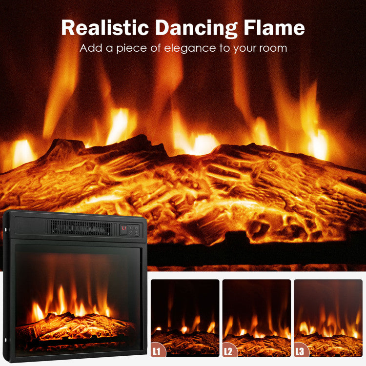 18 Inch Electric Fireplace Inserted with Adjustable LED Flame