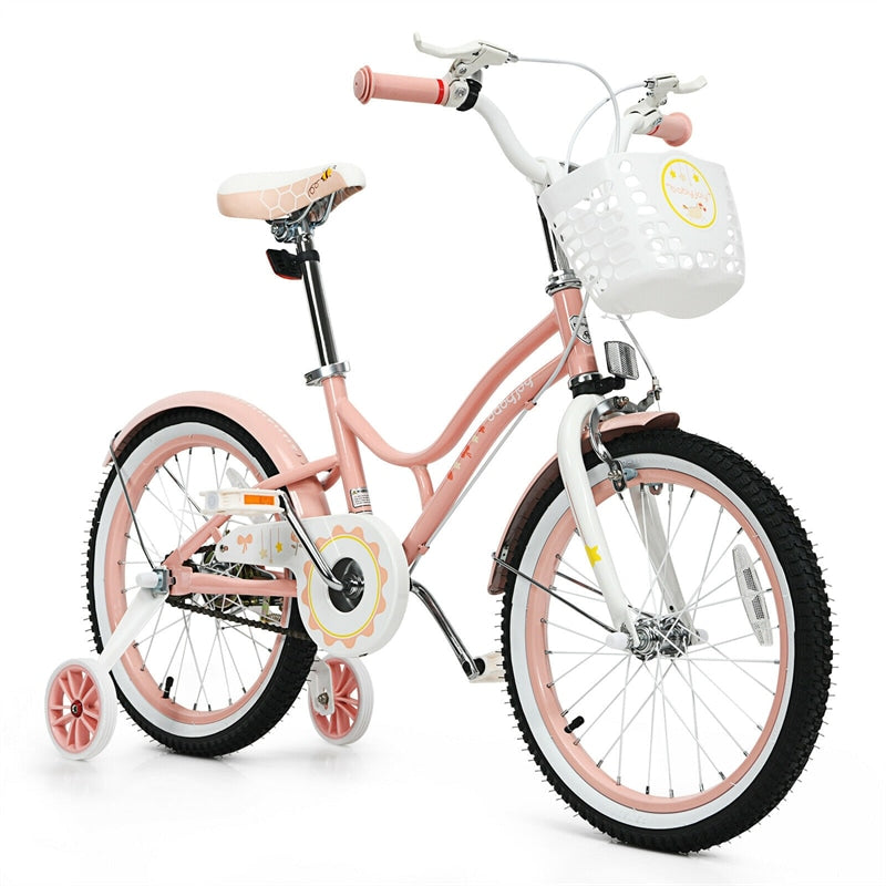 18 Inch Kids Bike with Adjustable Seat and Removable Training Wheels