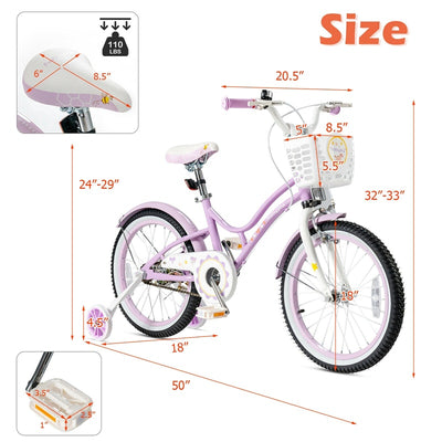 18 Inch Kids Bike with Adjustable Seat and Removable Training Wheels