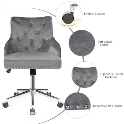 Chairliving - Tufted Upholstered Swivel Computer Desk Chair with Nailed Tri