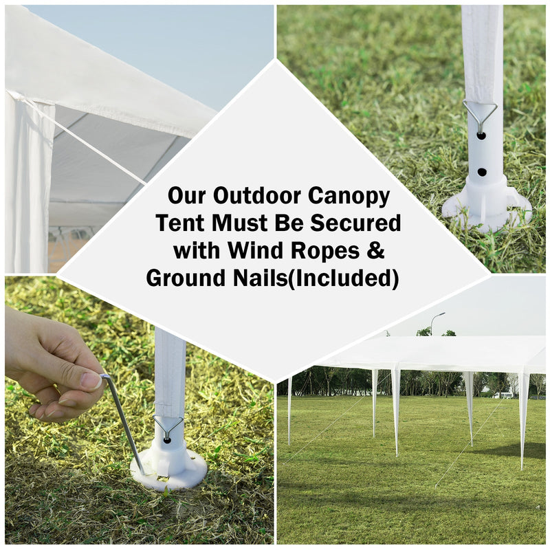 10 x 30 Feet Waterproof Gazebo Canopy Tent with Connection Stakes for Wedding Party