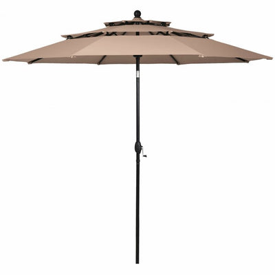 10ft Outdoor Patio 3 Tier Vented Offset Umbrella with 1.5" Aluminum Pole and 8 Sturdy Ribs