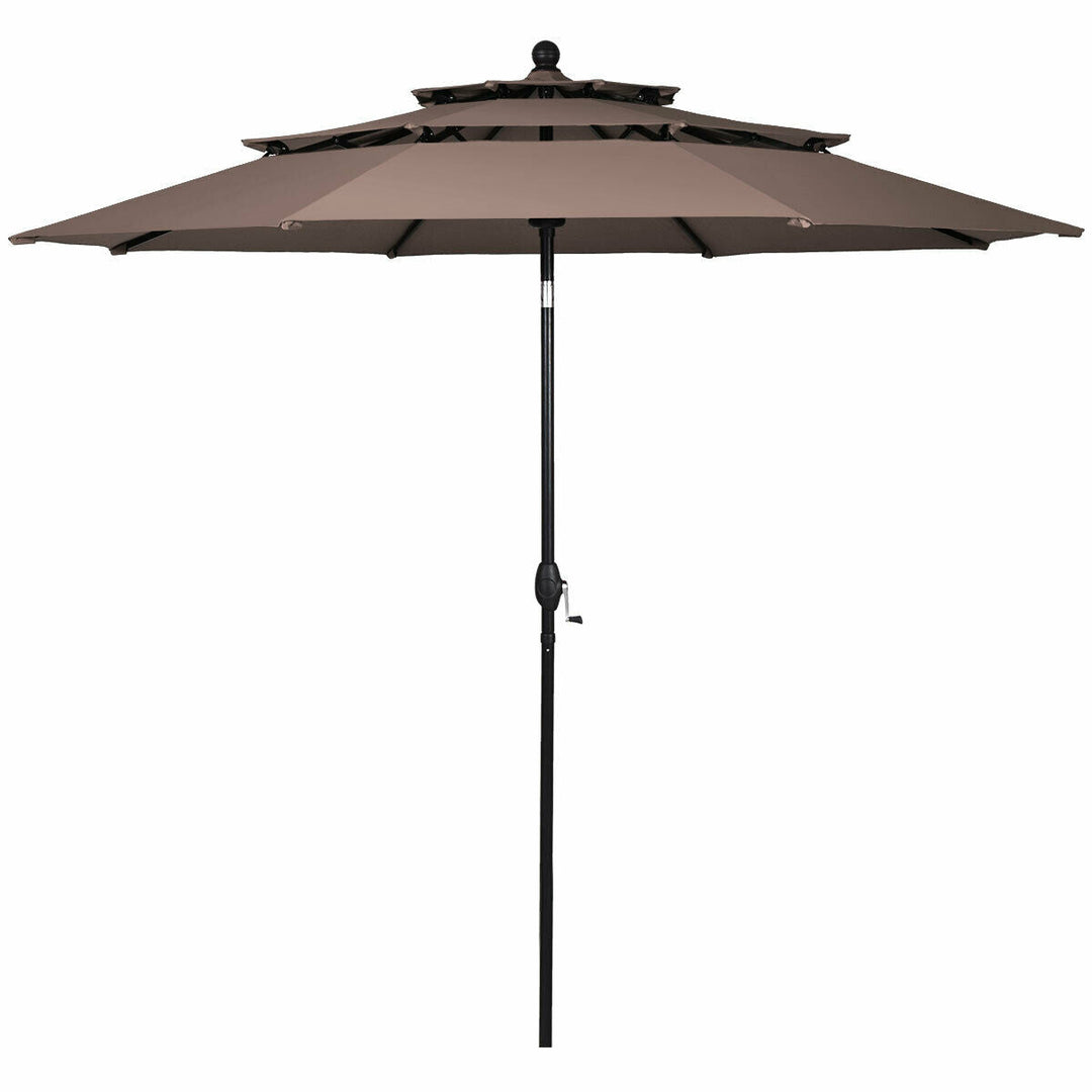 10 Feet 3 Tier Outdoor Patio Umbrella with Double Vented