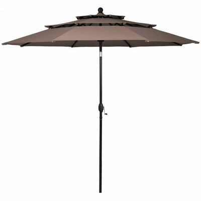 10ft Outdoor Patio 3 Tier Vented Offset Umbrella with 1.5" Aluminum Pole and 8 Sturdy Ribs