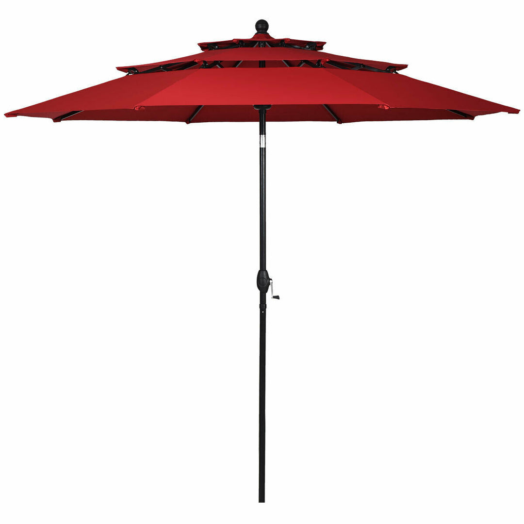 10 ft double vented patio umbrella 10 Feet 3 Tier Outdoor Patio Umbrella with Double Vented – Chairliving