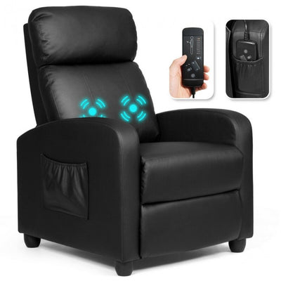 Single Recliner Chair Wingback Chair Home Theater Seating with Massage Function and Side Pocket