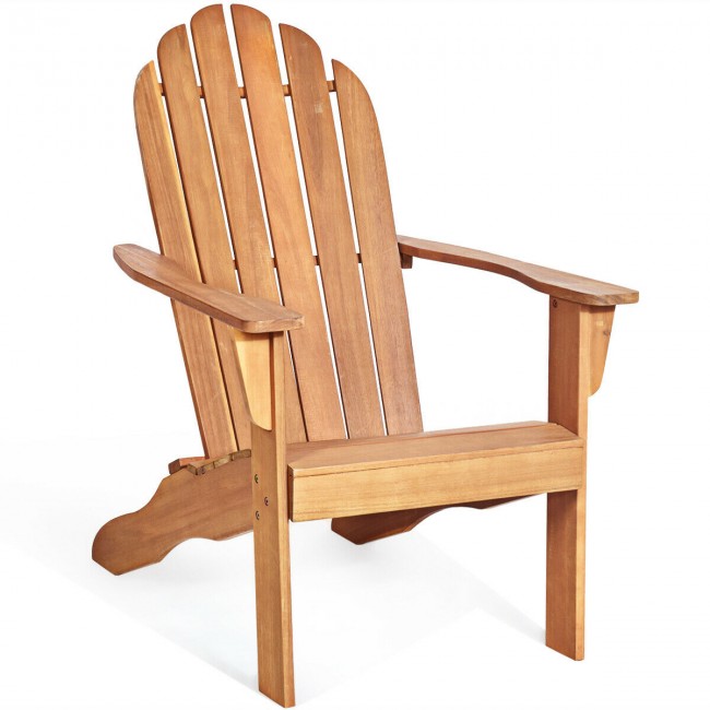 Outdoor Wooden Adirondack Lounge Chair Armchair with Ergonomic Design