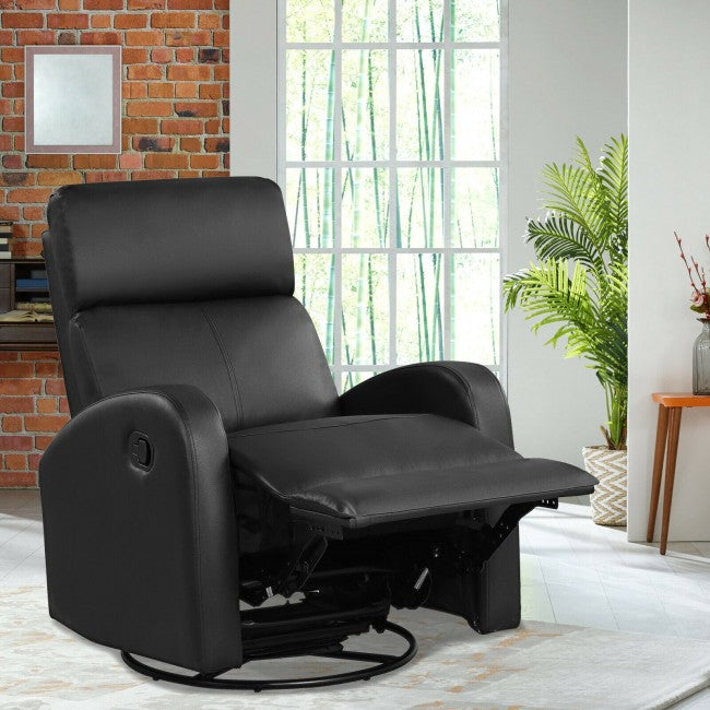 Single Recliner Chair Swivel Rocker Sofa Home Theater Seating with Padded Seat Backrest and Footrest