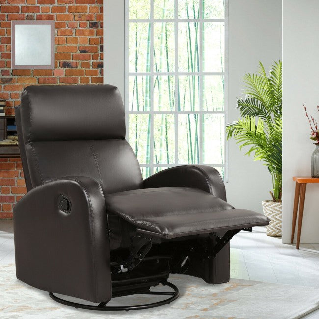 Single Recliner Chair Swivel Rocker Sofa Home Theater Seating with Padded Seat Backrest and Footrest