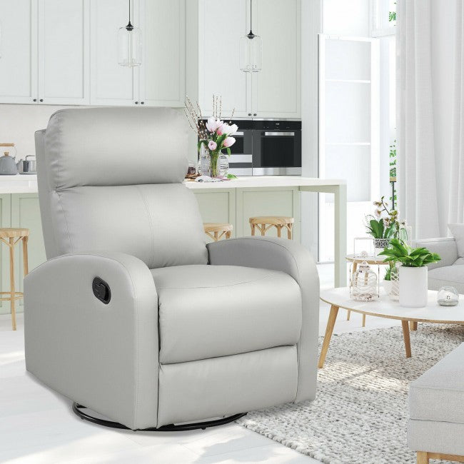 Single Recliner Chair Swivel Rocker Sofa Home Theater Seating with Padded Seat Backrest and Footrest