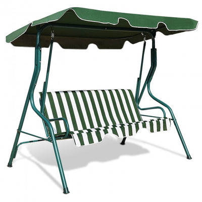 3 Seat Outdoor Patio Swing Chair Canopy Swing with Cushion and Steel Frame