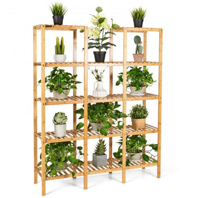 56" Multifunctional Bamboo Shelf Storage Flower Plant Stand Home Display Storage Rack