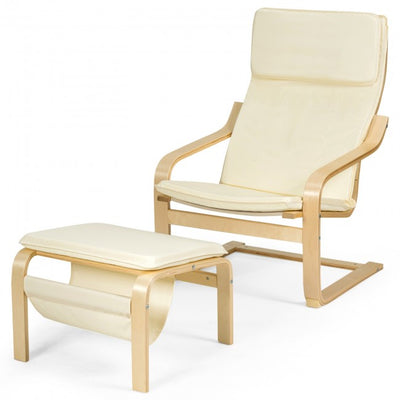 Modern Wooden Relax Lounge Chair Set Accent Armchair With ottoman