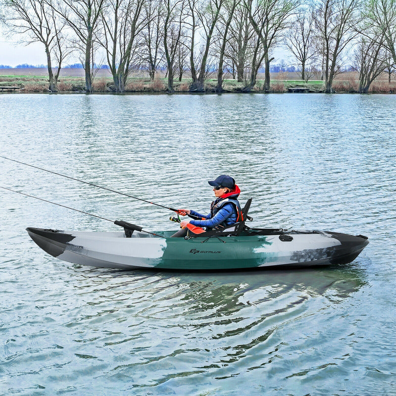 Sit-on-Top Fishing Kayak Boat With Fishing Rod Holders and Paddle