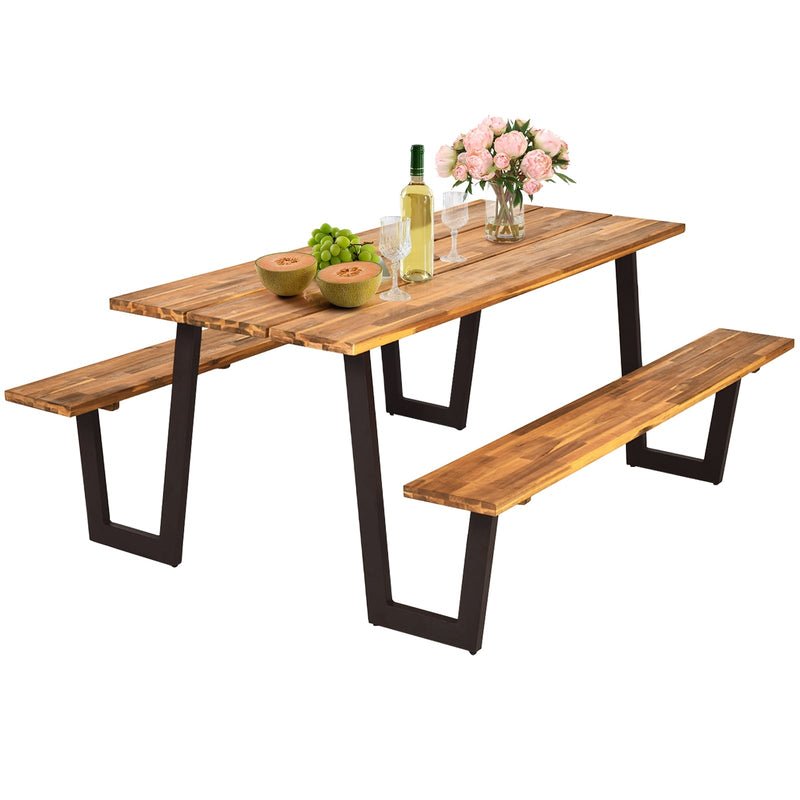 70 Inch Dining Table Set with Seats and Umbrella Hole
