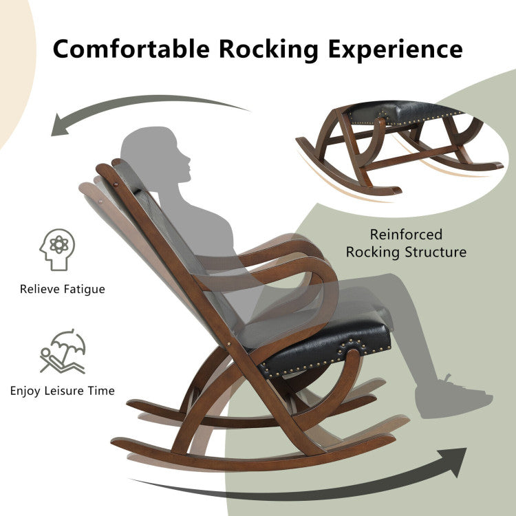 Single Rocking Chair Modern PU Leather Rocker with PU Cushion