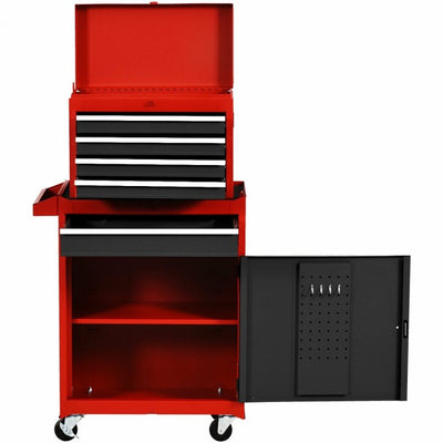 2-in-1 Big Rolling Tool Chest Organizer Detachable Storage Cabinet with 5 Sliding Drawers