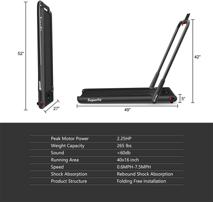 2-in-1 Folding Treadmill Electric Under Desk Treadmill Installation-Free with LED Display