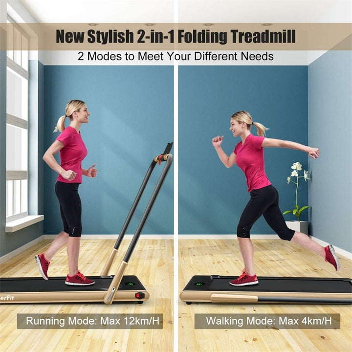 2-in-1 Folding Treadmill Electric Under Desk Treadmill Installation-Free with LED Display