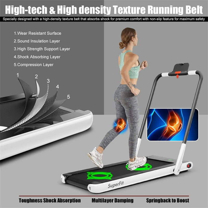 2-in-1 Folding Treadmill Electric Under Desk Treadmill Installation-Free with LED Display