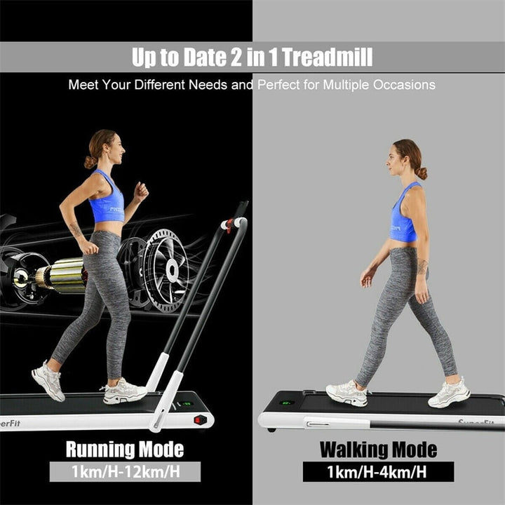 2-in-1 Folding Treadmill Electric Under Desk Treadmill Installation-Free with LED Display