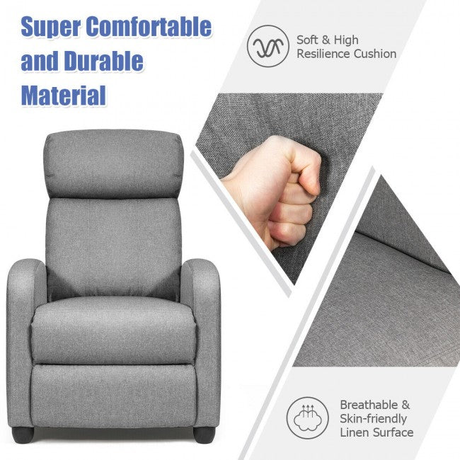 Single Recliner Chair Wingback Chair Home Theater Seating with Massage Function and Side Pocket